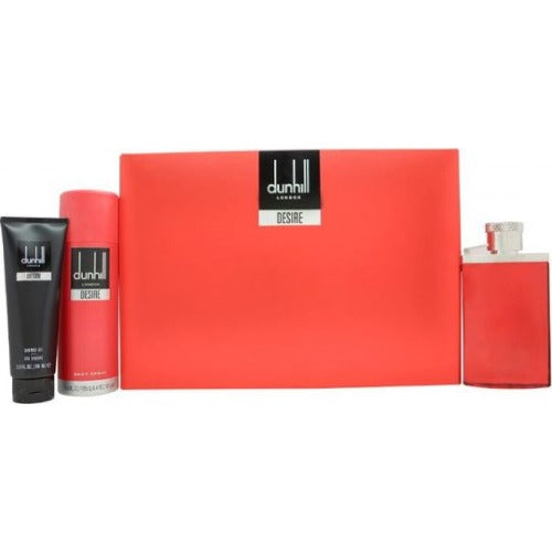 Desire Red 3 Piece Gift Set For Men With 3.4 Oz EDT Spray 6.6 Oz