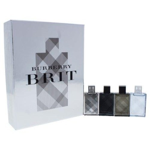 Burberry Brit Variety 4 Piece Mini Gift Set For Men With Brit Splash Brit Rhythm Brit Rhythm Intense Brit