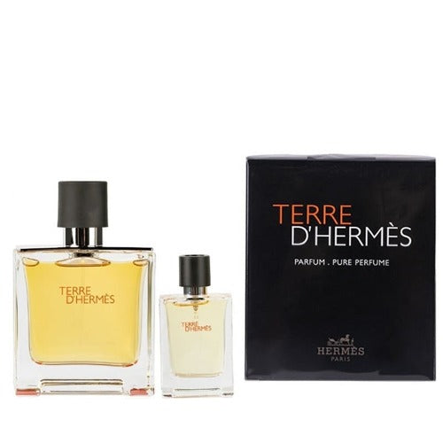 Terre D'Hermes Parfum Piece For Men With 2.5 Oz Parfum Spray + 0.42 Oz Parfum Mini