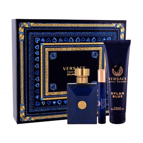 Versace Dylan Blue 3 Piece Gift Set For Men With 3.4 Oz EDT Spray